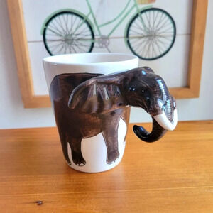 Cost Plus World Market Elephant Mug - Brown and White
